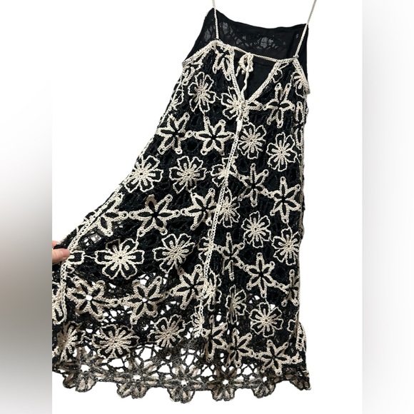 Zara black floral crochet spaghetti strap mini dress Size XS - Picture 7 of 8